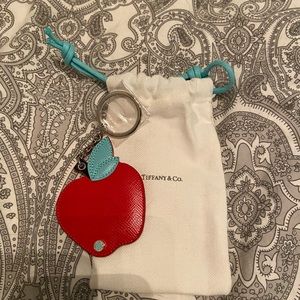 RARE Leather Tiffany & Co Apple keychain charm